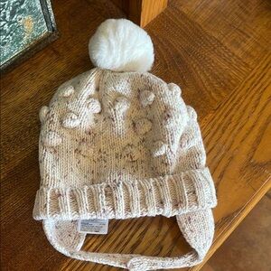 Baby Gap Cozy Cream Knit Pom-Pom Kids Hat 12-18 Mo